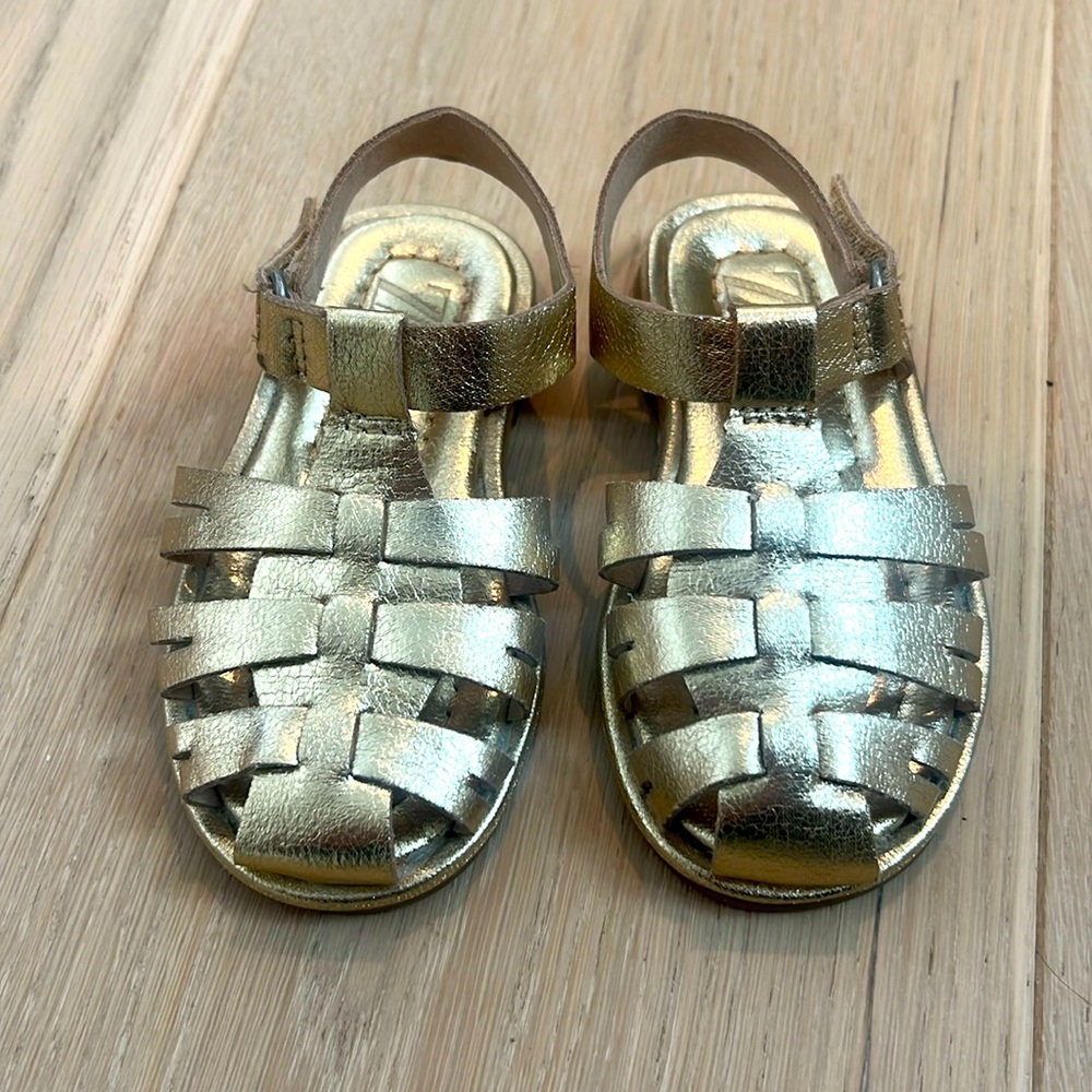 Zara gold leather fisherman sandals toddler Size US 5.5, EU 21.